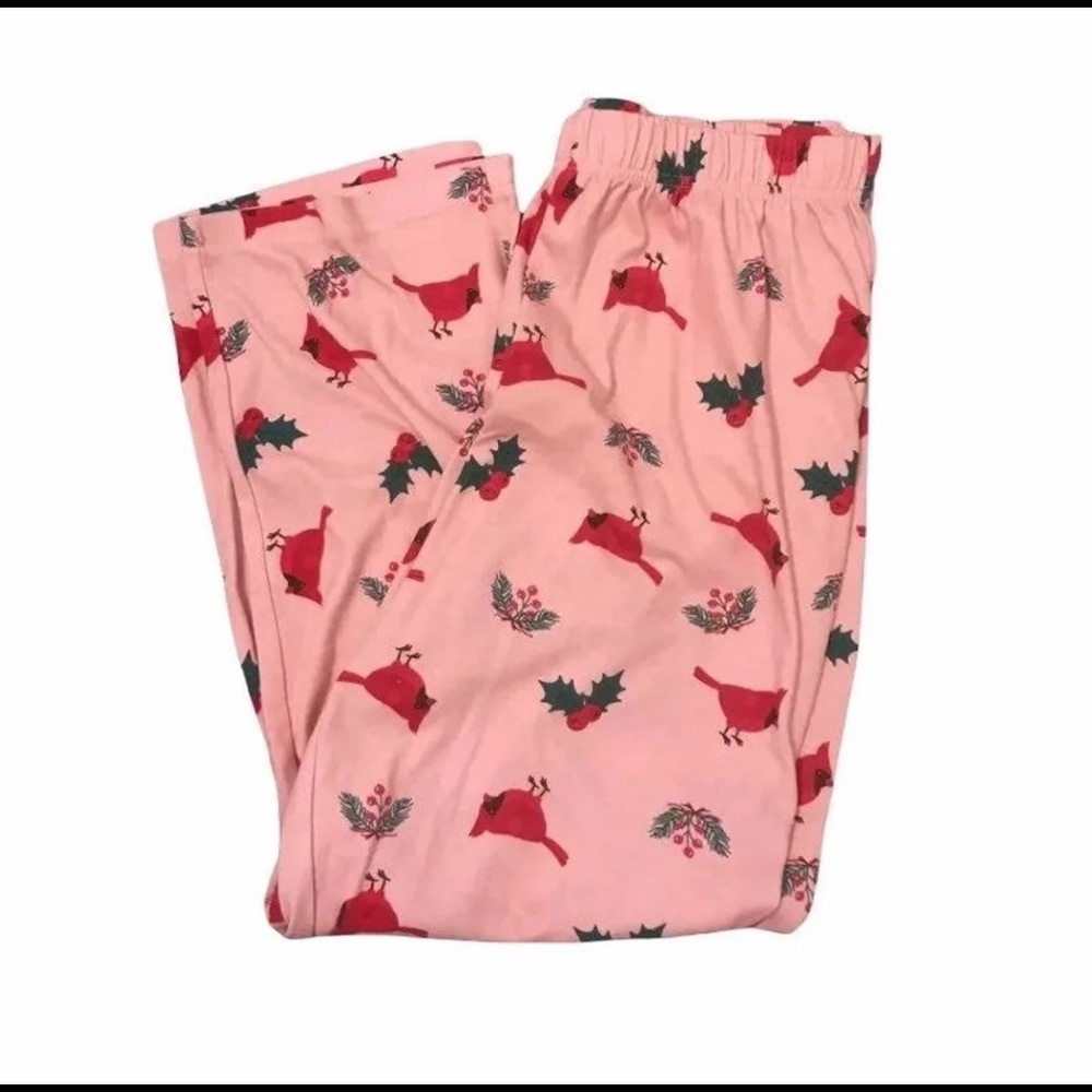 Blair pink pajama pants w/red cardinals size large